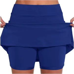 Skorts for Woman Dressy Casual Plus Size High Waist Skirt with Shorts Underneath Tennis Skorts with Pockets Tummy Control