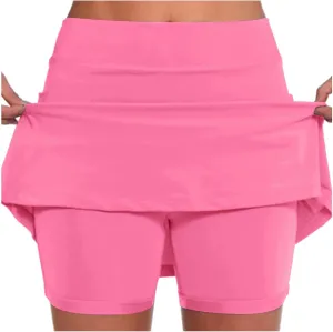 Skorts for Woman Dressy Casual Plus Size High Waist Skirt with Shorts Underneath Tennis Skorts with Pockets Tummy Control