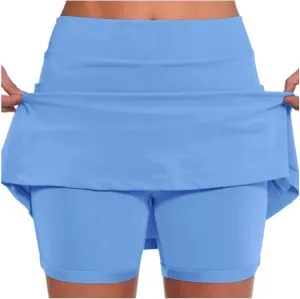 Skorts for Woman Dressy Casual Plus Size High Waist Skirt with Shorts Underneath Tennis Skorts with Pockets Tummy Control
