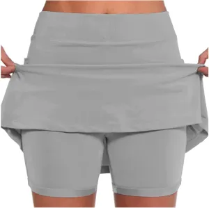 Skorts for Woman Dressy Casual Plus Size High Waist Skirt with Shorts Underneath Tennis Skorts with Pockets Tummy Control