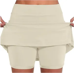 Skorts for Woman Dressy Casual Plus Size High Waist Skirt with Shorts Underneath Tennis Skorts with Pockets Tummy Control