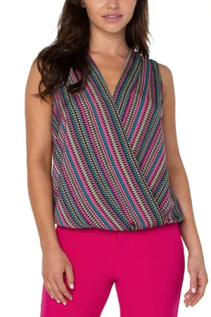 Sleeveless Textured Crossover | Textured Multi Strip