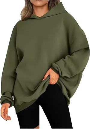 SMIDOW Oversized Hoodies For Women Casual Fall Fashion Pullover Tops Solid Loose Comfy Hooded Sweatshirts 2023