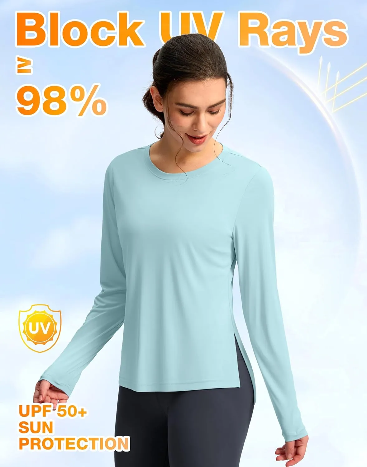 Soothfeel Women's Sun Shirts UPF 50  Long Sleeve UV Protection Workout Hiking Tops Lightweight Quick Dry SPF Outdoor Shirt