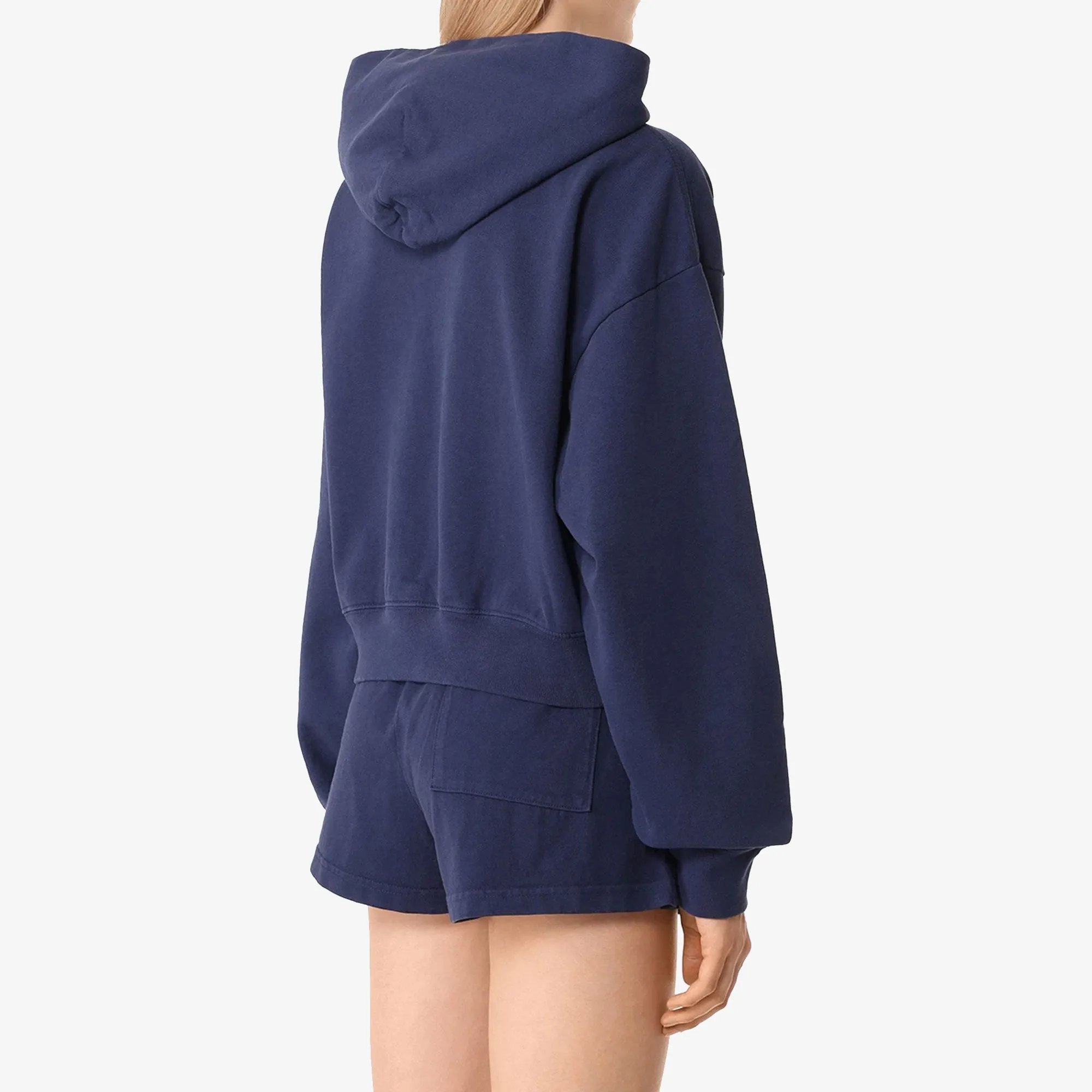 SPORTY & RICH | WMN'S CROWN LOGO CROPPED HOODIE { NAVY/WHITE