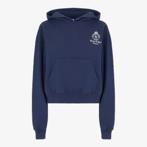 SPORTY & RICH | WMN'S CROWN LOGO CROPPED HOODIE { NAVY/WHITE