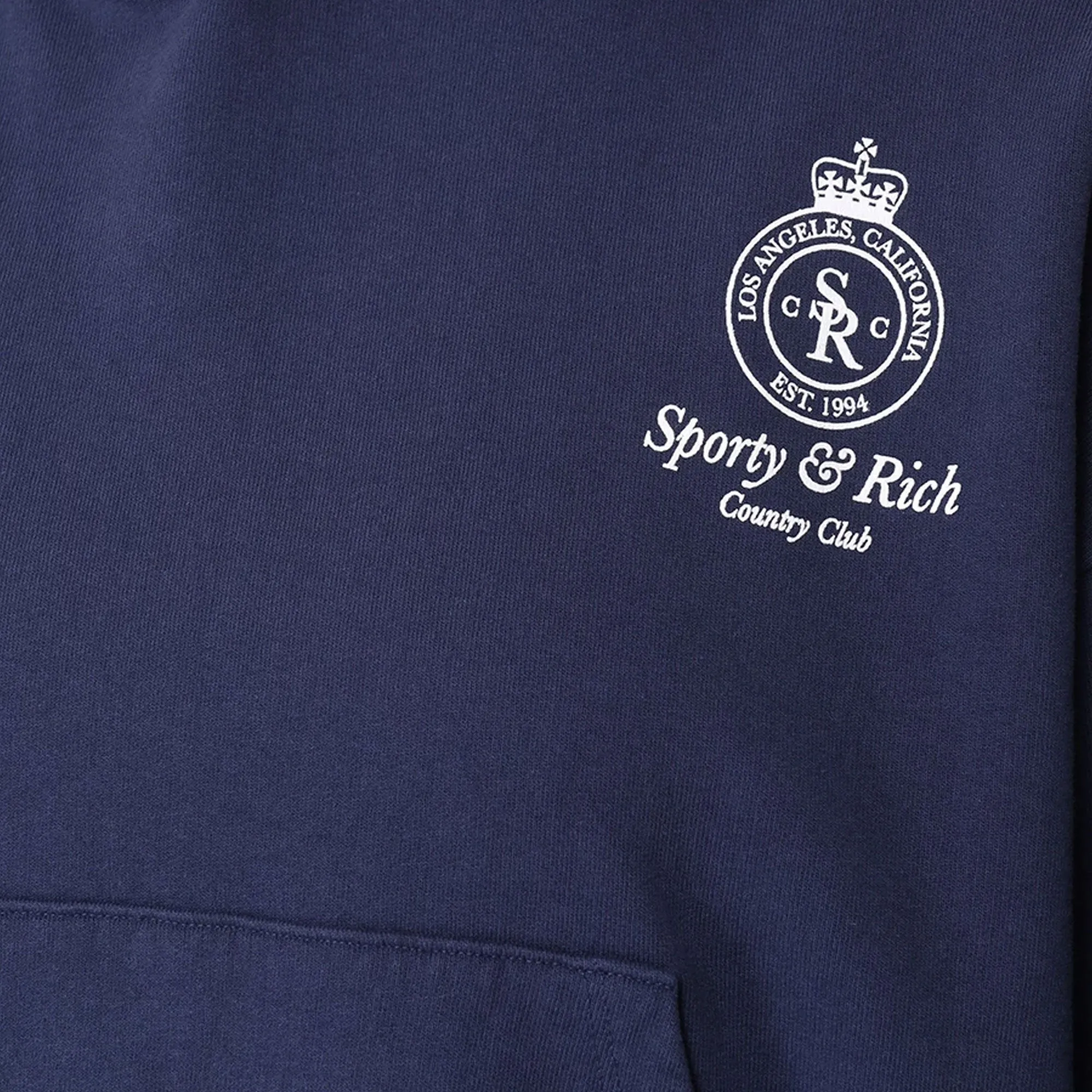 SPORTY & RICH | WMN'S CROWN LOGO CROPPED HOODIE { NAVY/WHITE