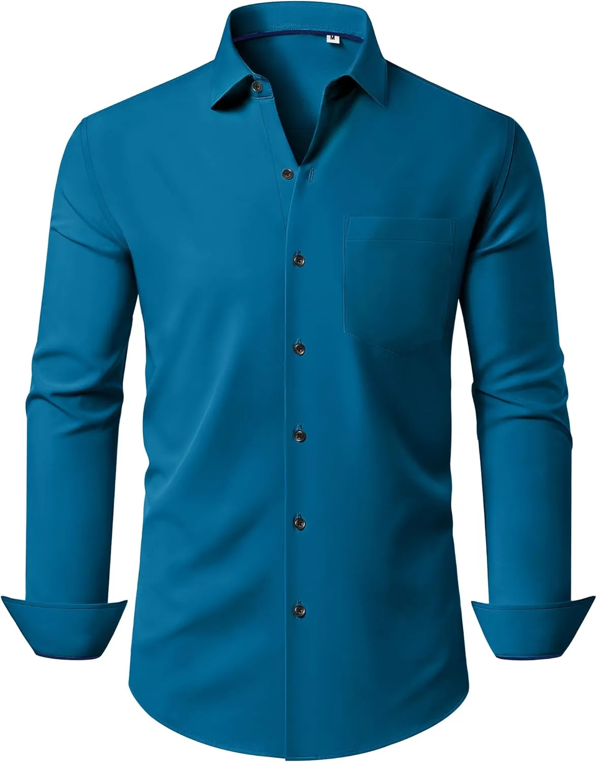 Stretch Dress Shirt Mens Long Sleeve Business Button Down Shirts for Men Flex Fitted Wedding Cotton Wrinkle Free