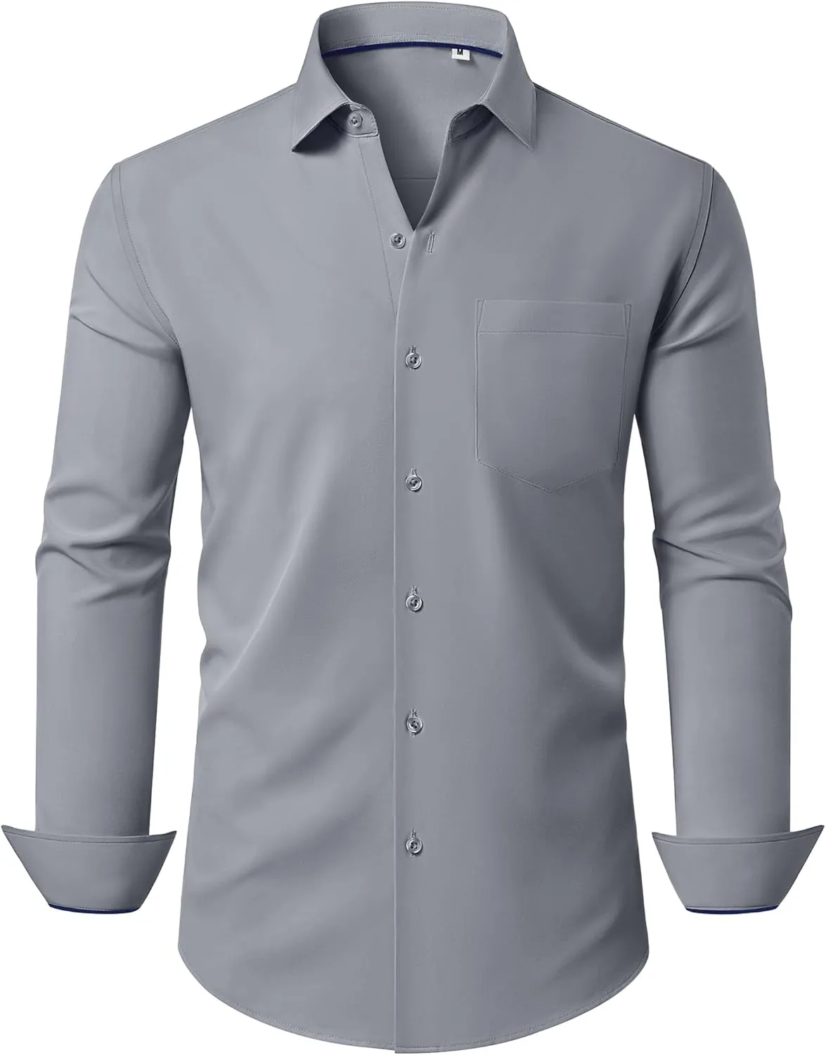 Stretch Dress Shirt Mens Long Sleeve Business Button Down Shirts for Men Flex Fitted Wedding Cotton Wrinkle Free