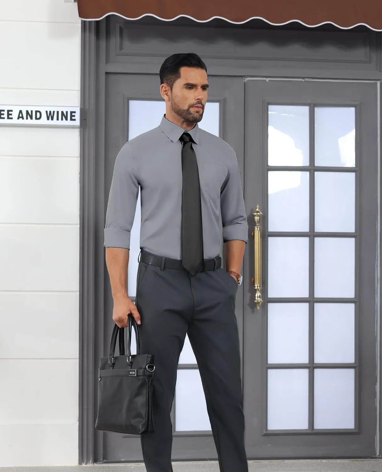 Stretch Dress Shirt Mens Long Sleeve Business Button Down Shirts for Men Flex Fitted Wedding Cotton Wrinkle Free