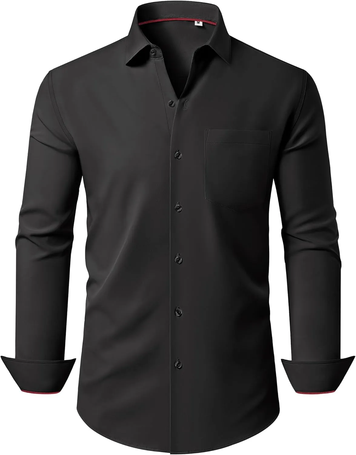 Stretch Dress Shirt Mens Long Sleeve Business Button Down Shirts for Men Flex Fitted Wedding Cotton Wrinkle Free