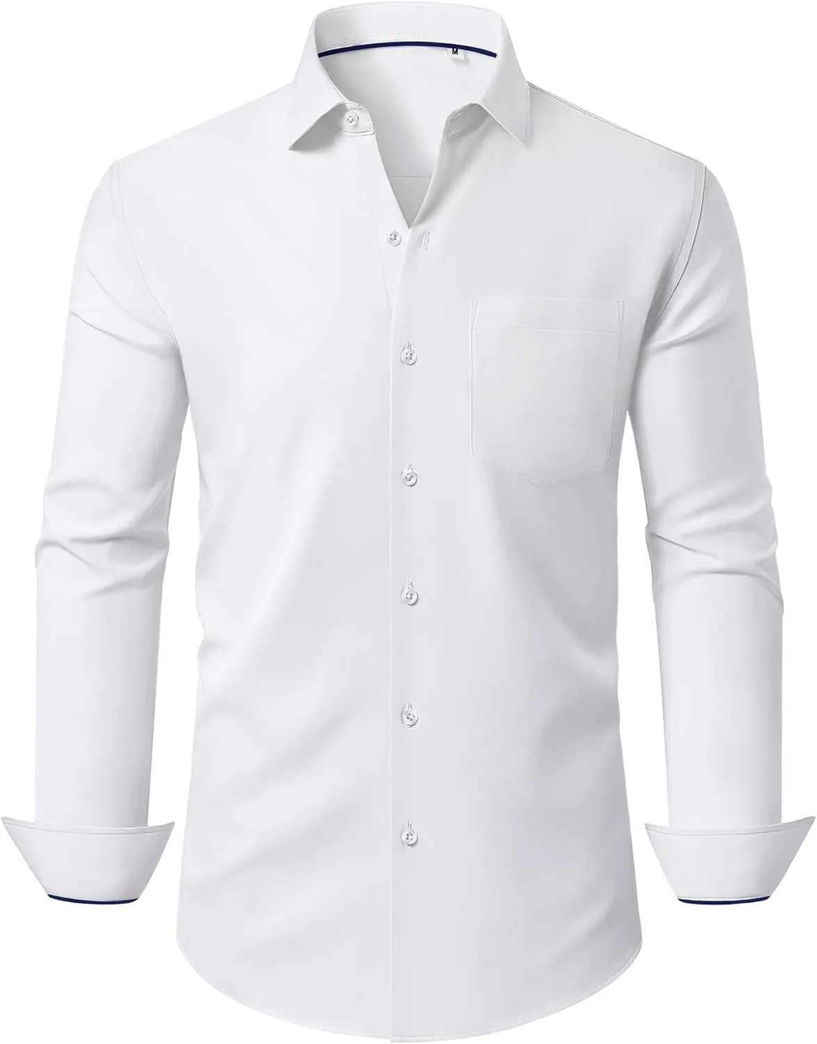 Stretch Dress Shirt Mens Long Sleeve Business Button Down Shirts for Men Flex Fitted Wedding Cotton Wrinkle Free
