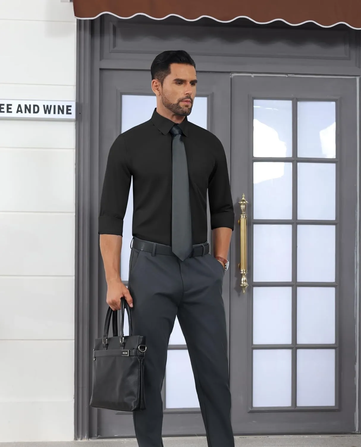 Stretch Dress Shirt Mens Long Sleeve Business Button Down Shirts for Men Flex Fitted Wedding Cotton Wrinkle Free