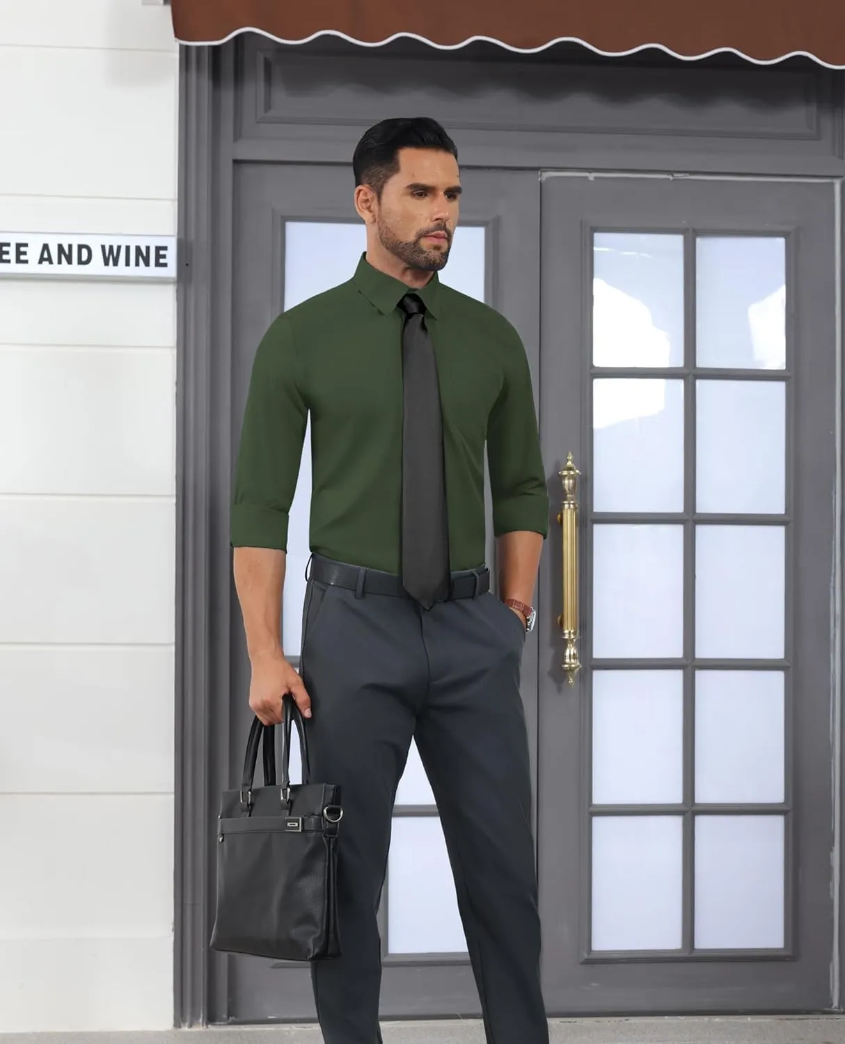Stretch Dress Shirt Mens Long Sleeve Business Button Down Shirts for Men Flex Fitted Wedding Cotton Wrinkle Free