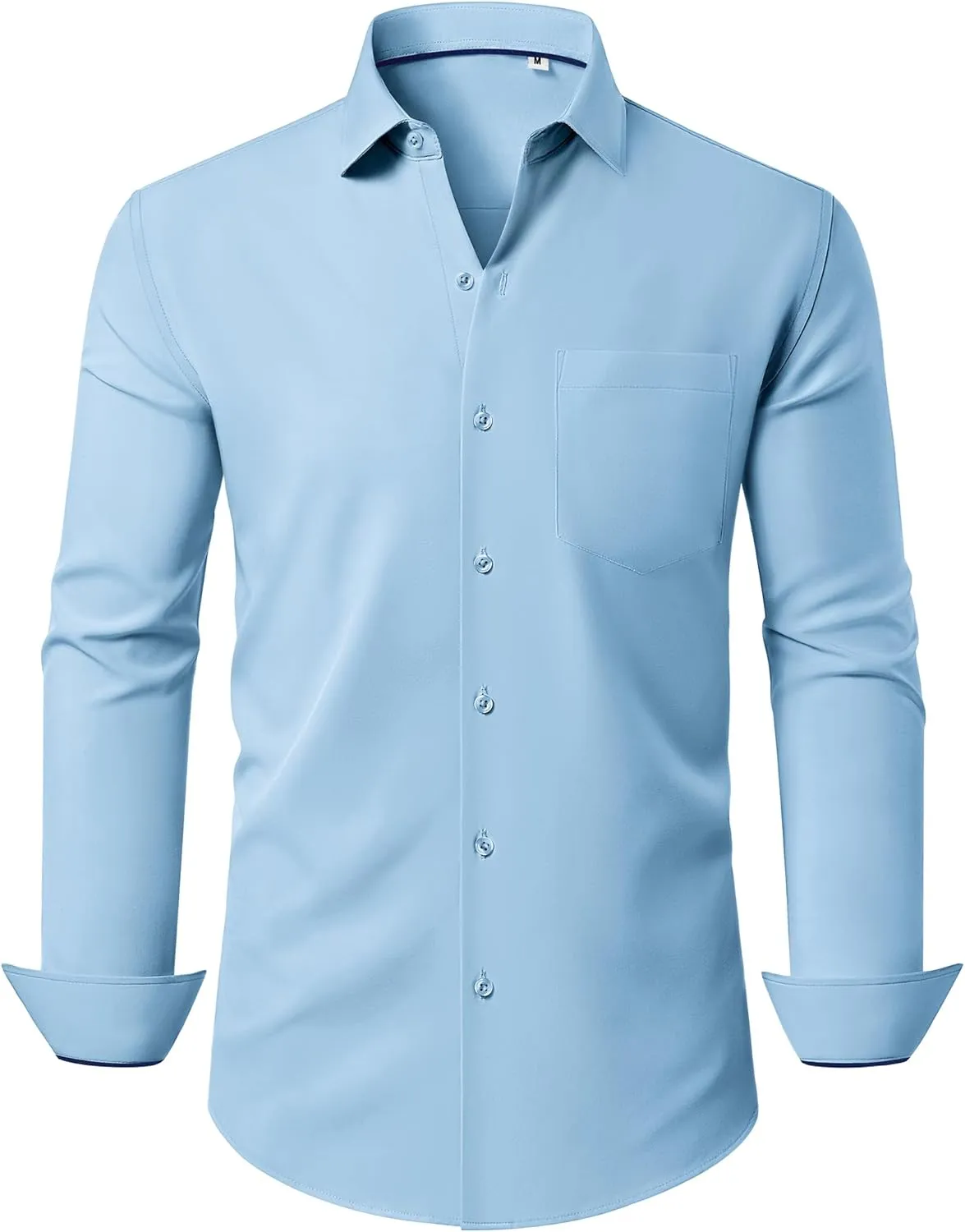 Stretch Dress Shirt Mens Long Sleeve Business Button Down Shirts for Men Flex Fitted Wedding Cotton Wrinkle Free