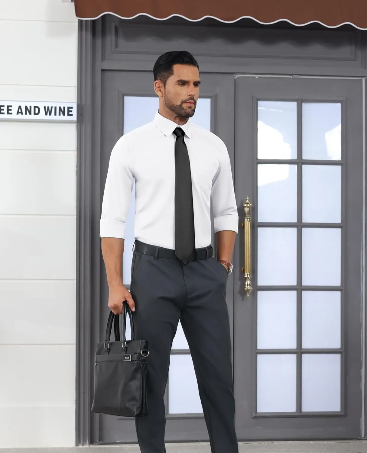 Stretch Dress Shirt Mens Long Sleeve Business Button Down Shirts for Men Flex Fitted Wedding Cotton Wrinkle Free