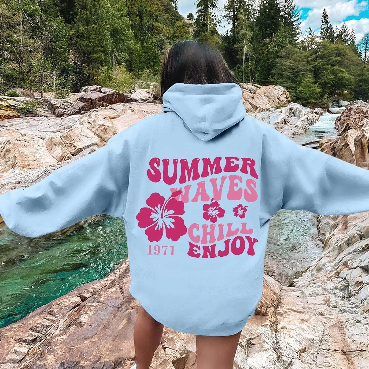Sweatshirts For Teen Girls Long Sleeve Letter Print Casual Graphic Hoodies Drawstring Pullover Cute Oversized Hoodie