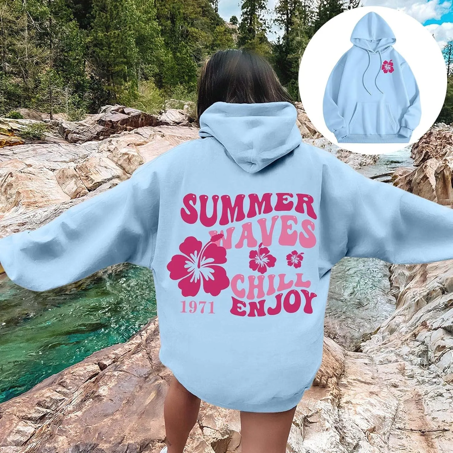 Sweatshirts For Teen Girls Long Sleeve Letter Print Casual Graphic Hoodies Drawstring Pullover Cute Oversized Hoodie