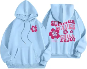Sweatshirts For Teen Girls Long Sleeve Letter Print Casual Graphic Hoodies Drawstring Pullover Cute Oversized Hoodie