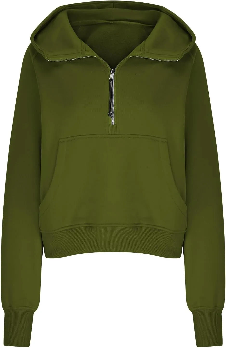TANGNADE Hooded Sweatshirts Women Half Zip Cropped Fleece Pullover Quarter Zipper Thumb Hole Hoodies with Pockets