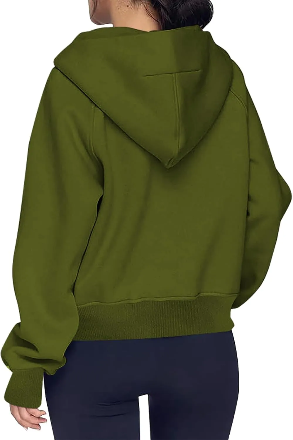 TANGNADE Hooded Sweatshirts Women Half Zip Cropped Fleece Pullover Quarter Zipper Thumb Hole Hoodies with Pockets