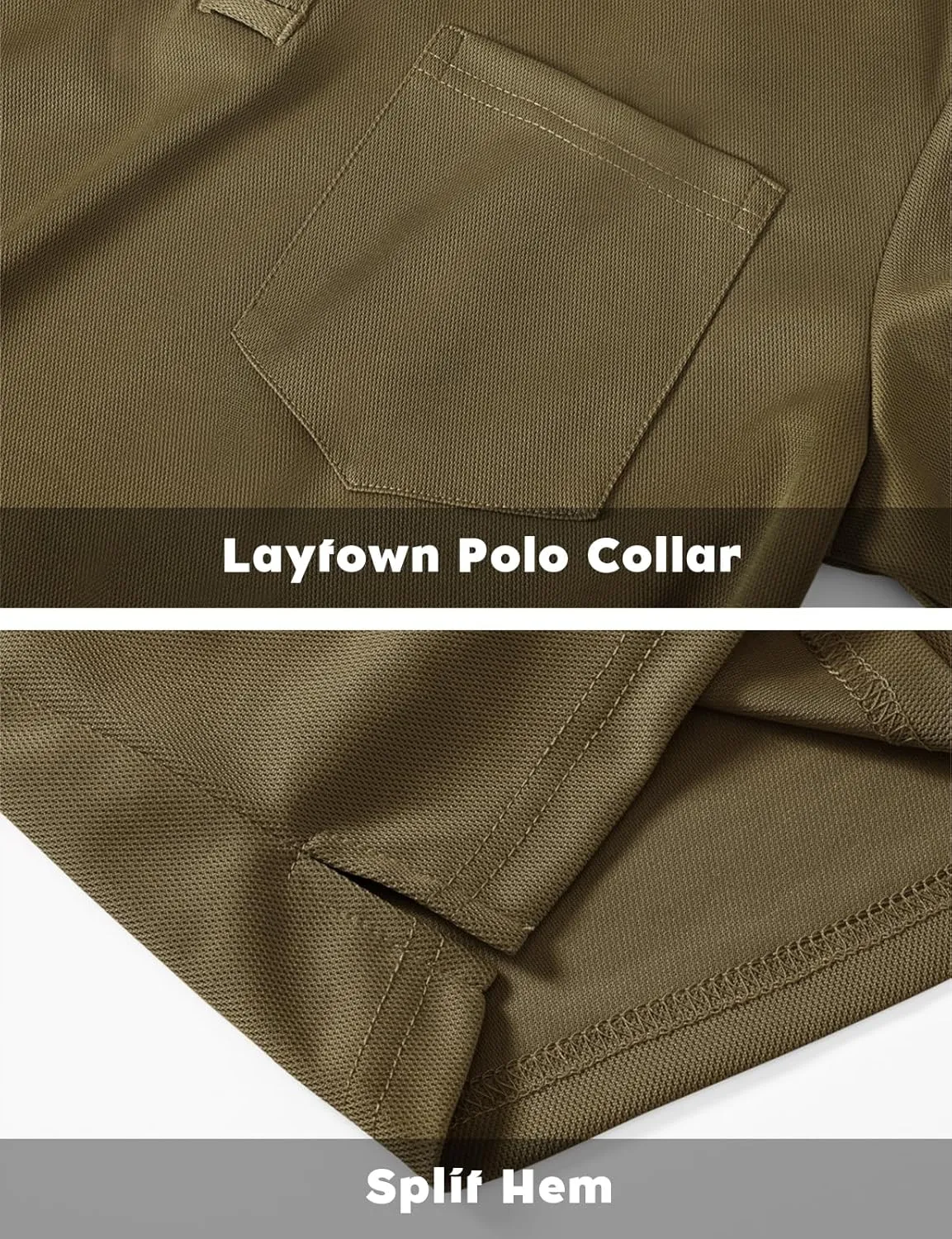 TBMPOY Men's Polo Shirts with Pocket Golf Long Sleeve Quick Dry Lightweight Collared Stylish Moisture Wicking Business Tennis