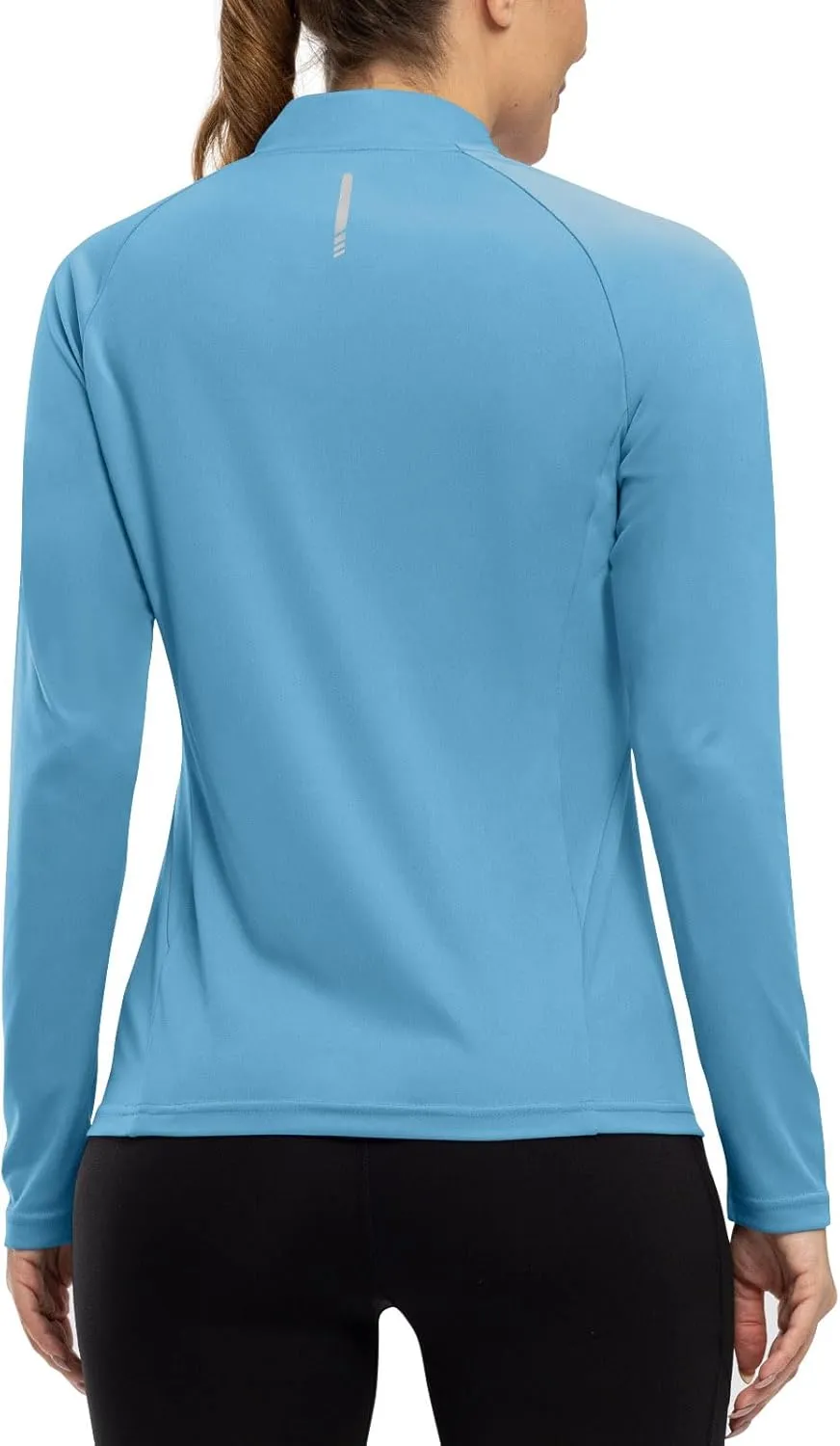 TBMPOY Women's Sun Protection Long Sleeve Women Quick Dry 1/4 Zip Pocket Shirts Hiking Workout Athletic Tops
