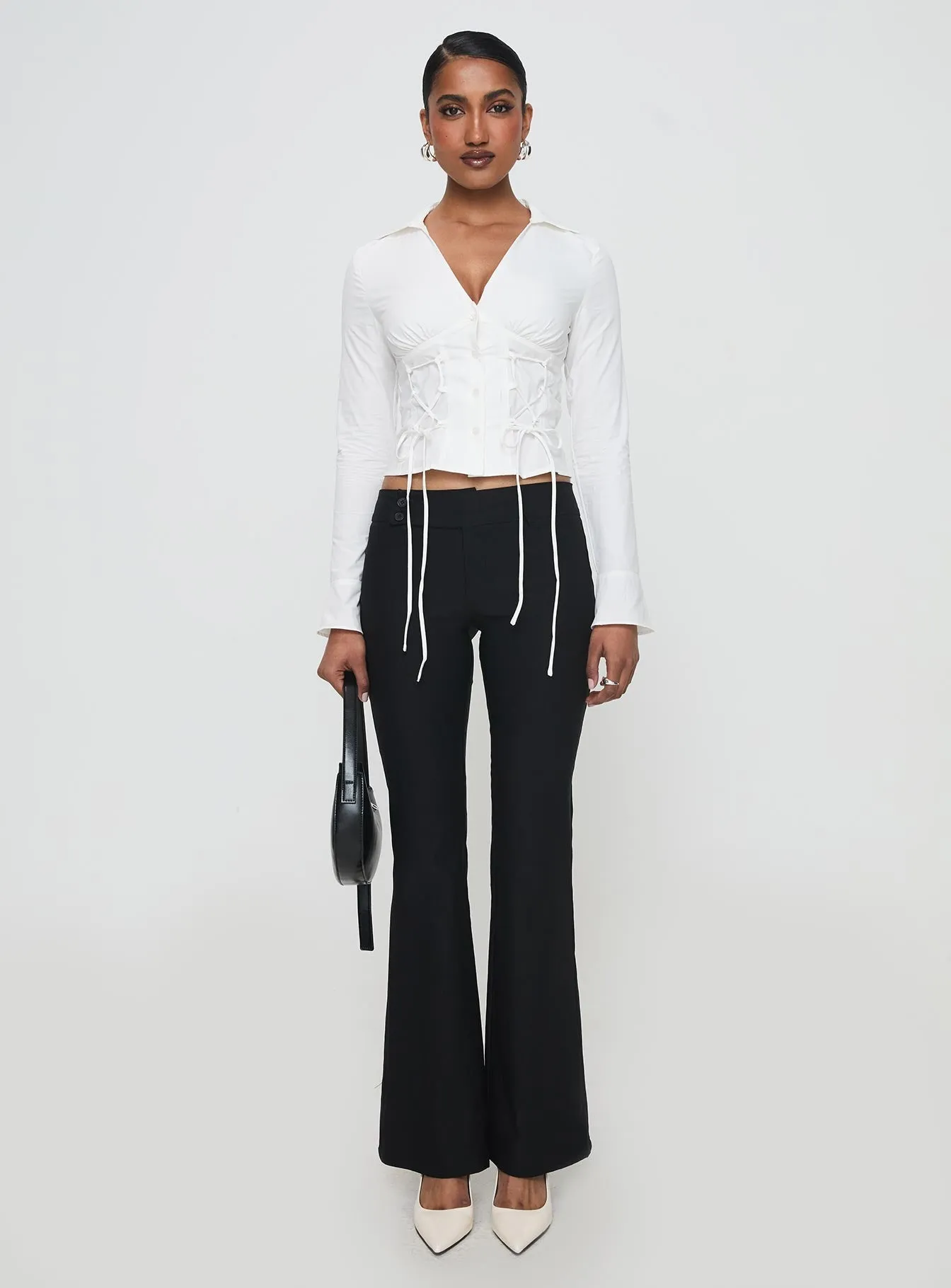 Tied To You Long Sleeve Top White