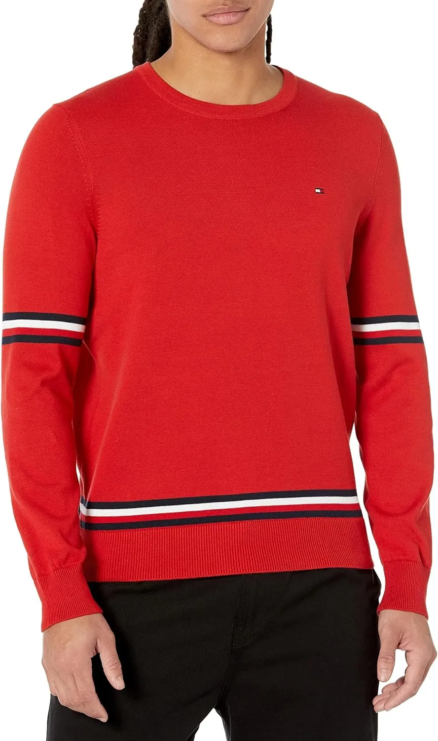 Tommy Hilfiger Men's Essential Signature Stripe Crewneck Sweater