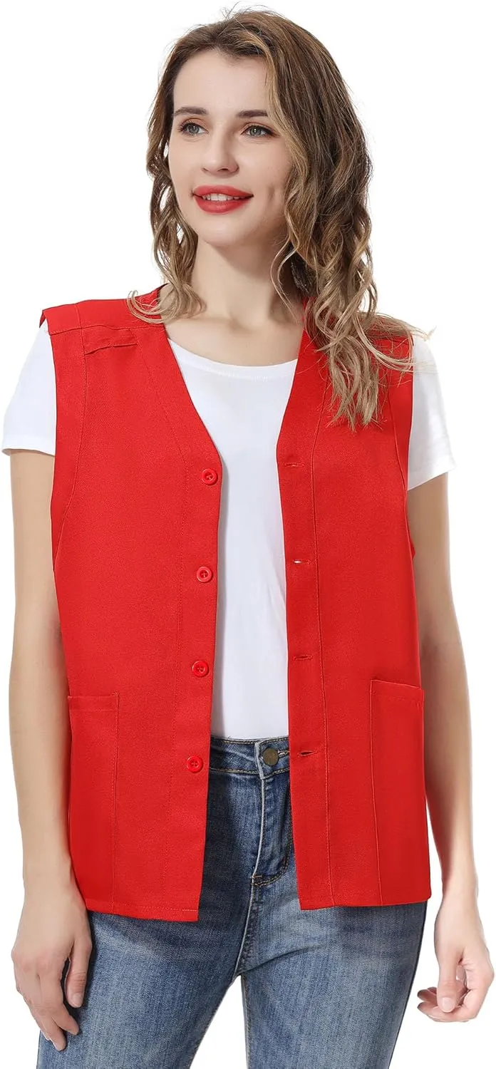 TopTie Unisex Essential Work Vest Supermarket Clerk Volunteer Vest