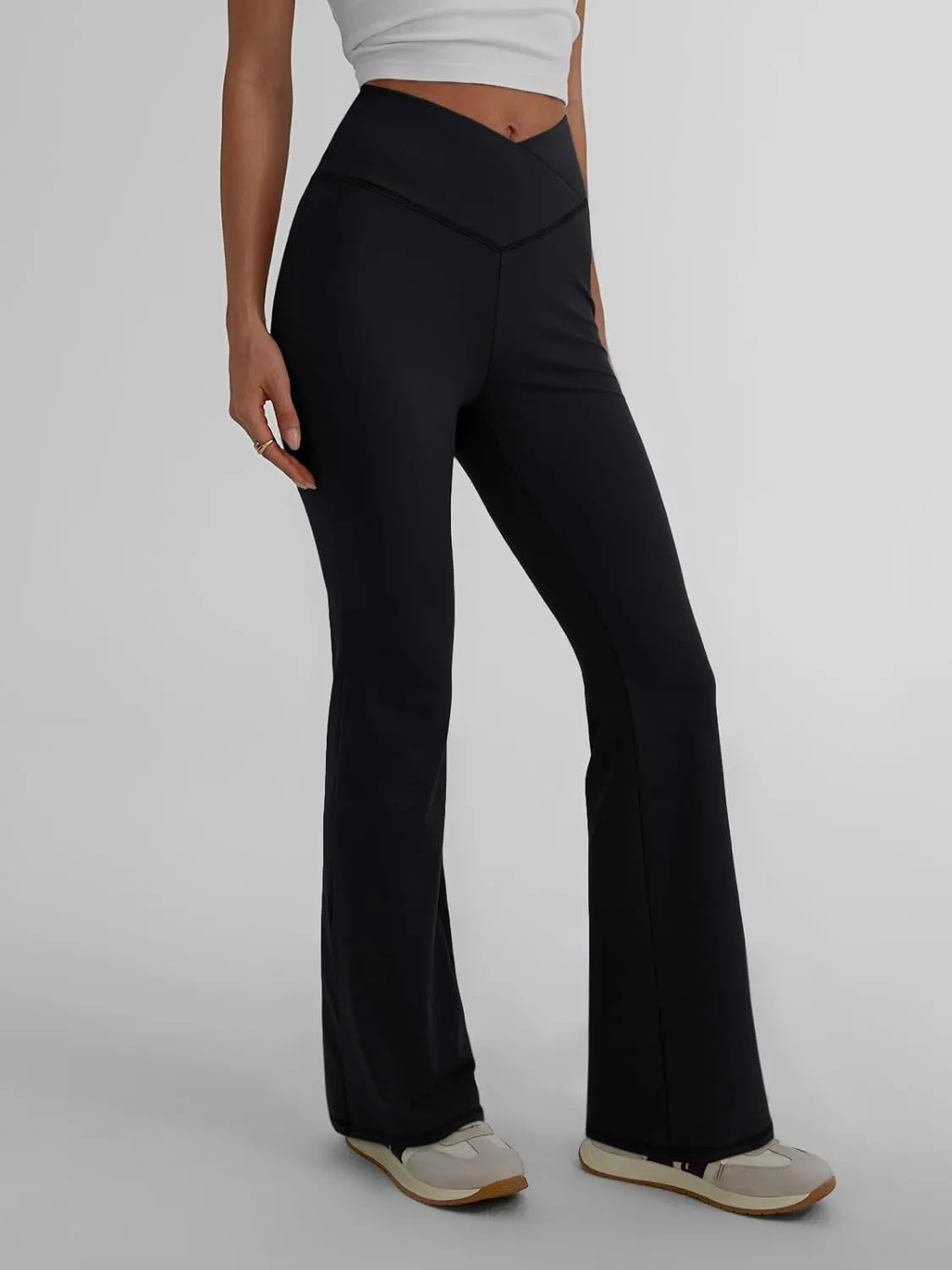 Trendy Queen Flare Leggings for Women Wide Leg Yoga Pants V Crossover High Waisted Bootcut Work Pants Fall Outfits 2025