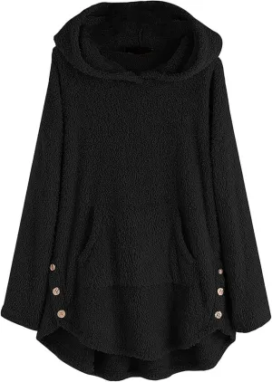 TWGONE Winter Warm Jackets for Women Fuzzy Fleece Hooded Coats Outerwear Plush Hoodies with Pocket