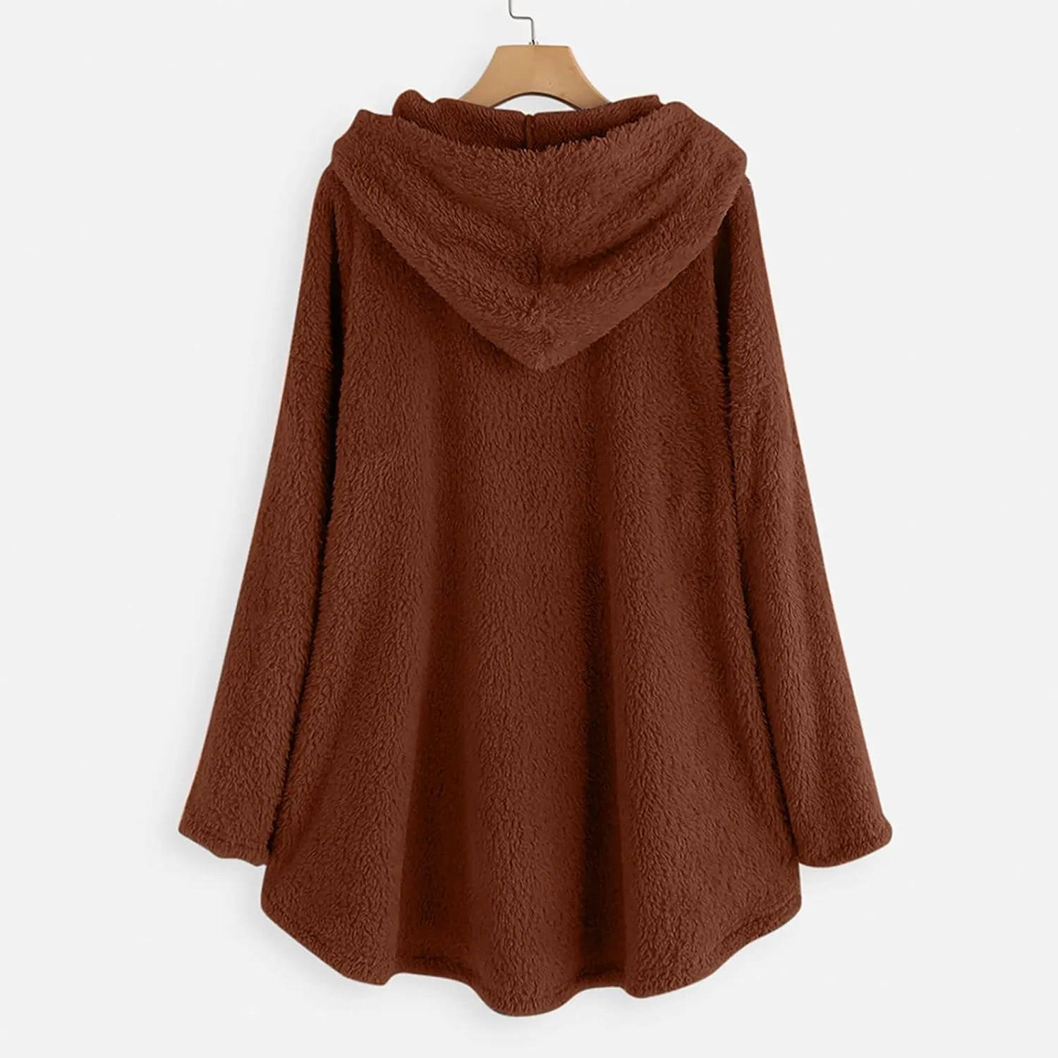 TWGONE Winter Warm Jackets for Women Fuzzy Fleece Hooded Coats Outerwear Plush Hoodies with Pocket