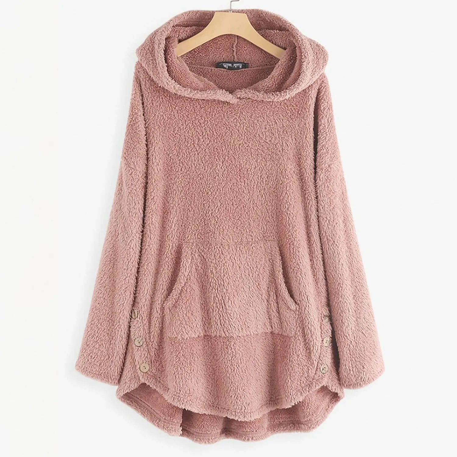 TWGONE Winter Warm Jackets for Women Fuzzy Fleece Hooded Coats Outerwear Plush Hoodies with Pocket