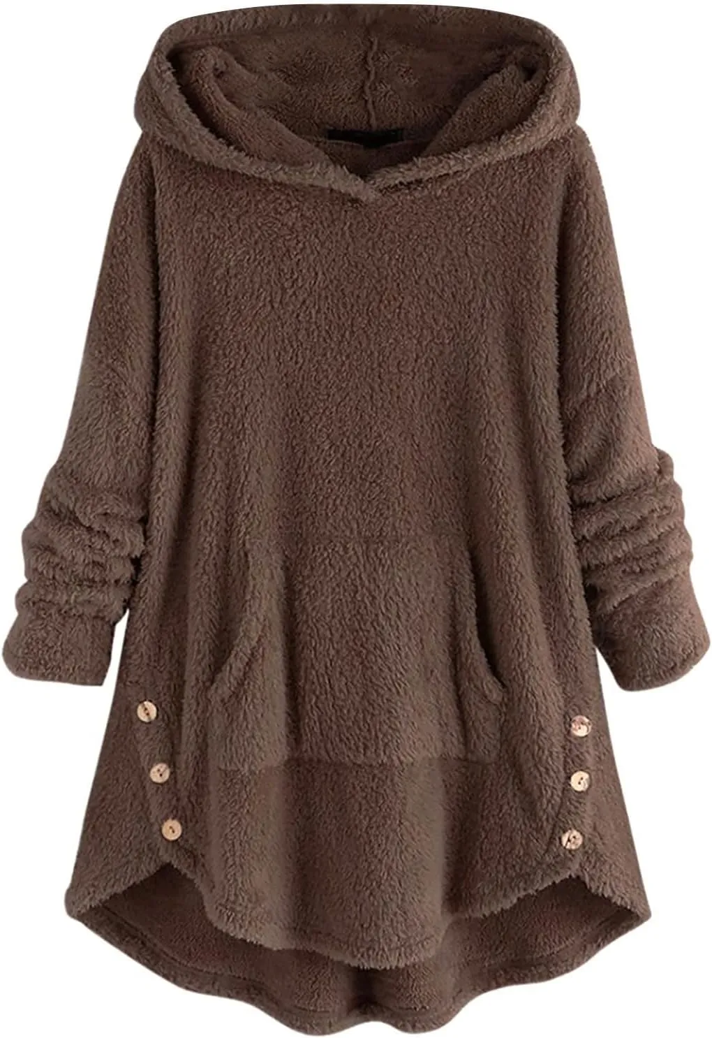 TWGONE Winter Warm Jackets for Women Fuzzy Fleece Hooded Coats Outerwear Plush Hoodies with Pocket