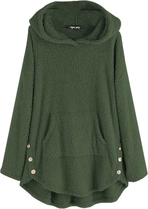 TWGONE Winter Warm Jackets for Women Fuzzy Fleece Hooded Coats Outerwear Plush Hoodies with Pocket