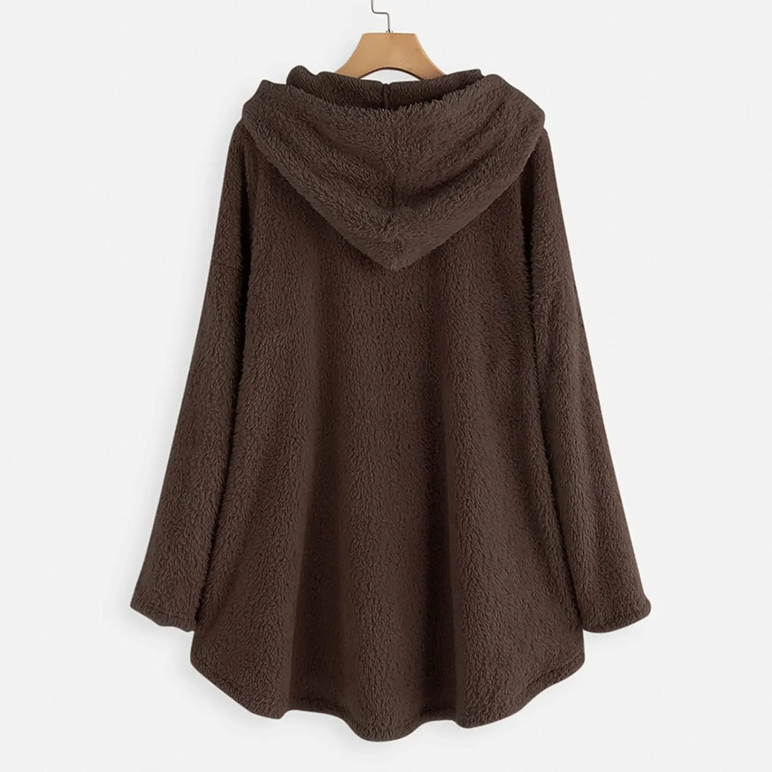 TWGONE Winter Warm Jackets for Women Fuzzy Fleece Hooded Coats Outerwear Plush Hoodies with Pocket