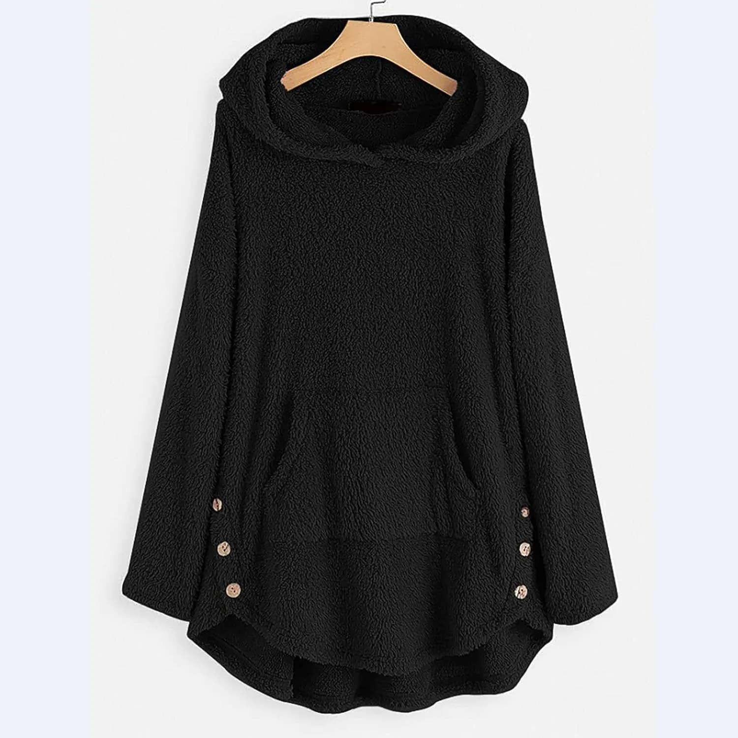 TWGONE Winter Warm Jackets for Women Fuzzy Fleece Hooded Coats Outerwear Plush Hoodies with Pocket