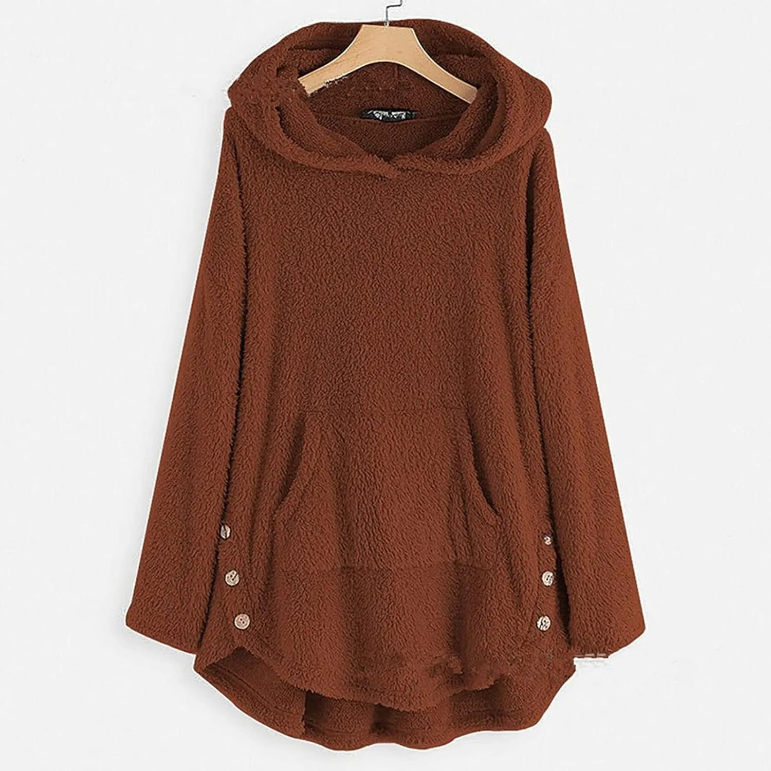 TWGONE Winter Warm Jackets for Women Fuzzy Fleece Hooded Coats Outerwear Plush Hoodies with Pocket