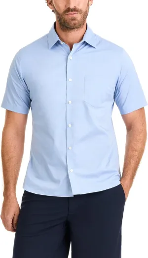 Van Heusen Men's Essential Woven Solid Short Sleeve Button Up