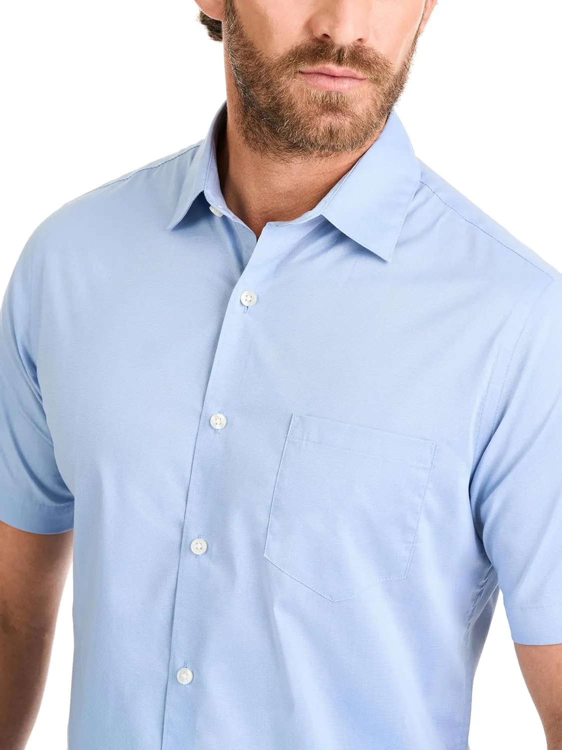 Van Heusen Men's Essential Woven Solid Short Sleeve Button Up