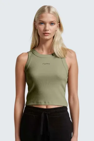 W MoonRib Cropped Tank - Pistachio Deep
