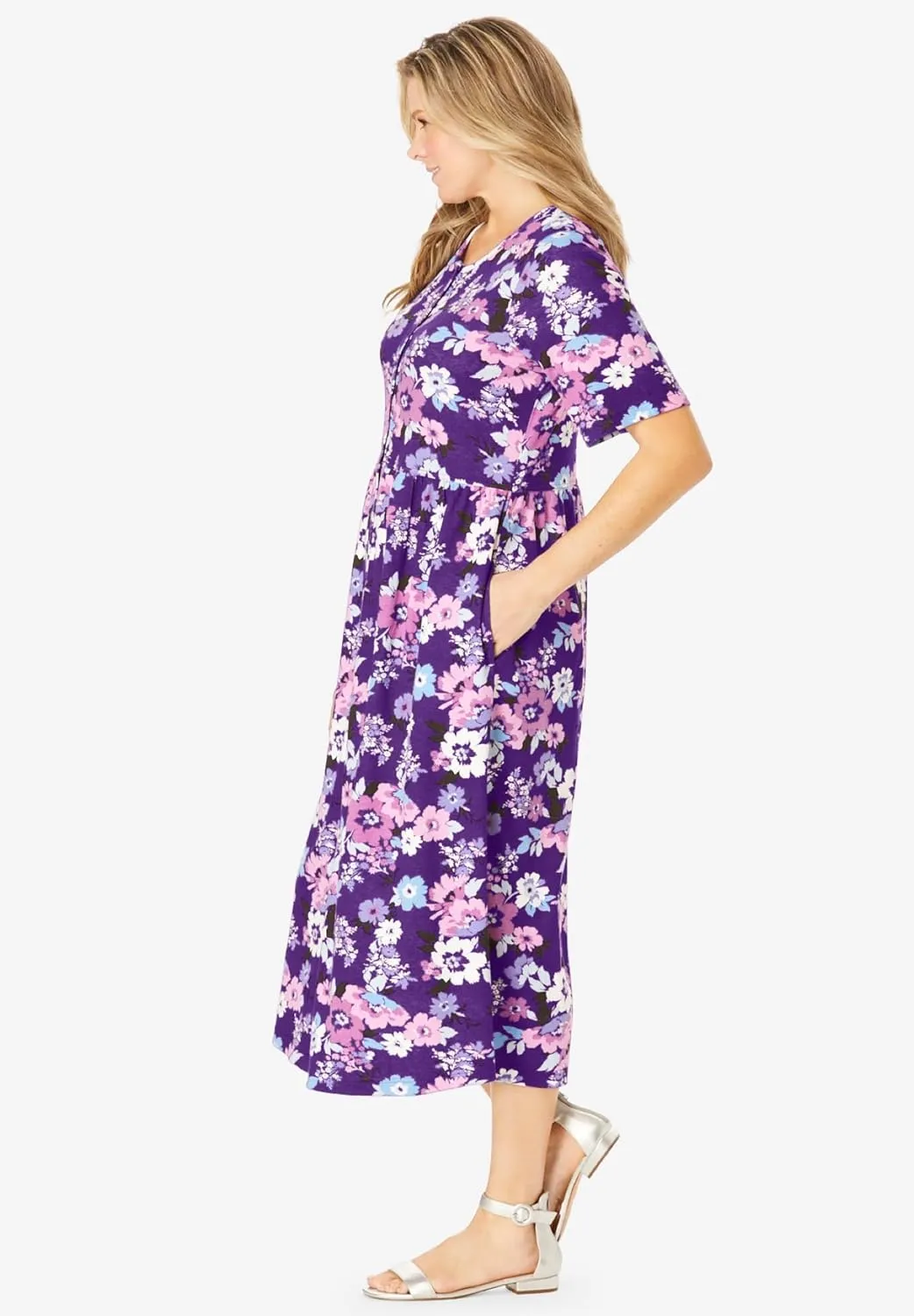 Woman Within Women's Plus Size Button-Front Essential Dress