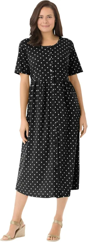 Woman Within Women's Plus Size Button-Front Essential Dress