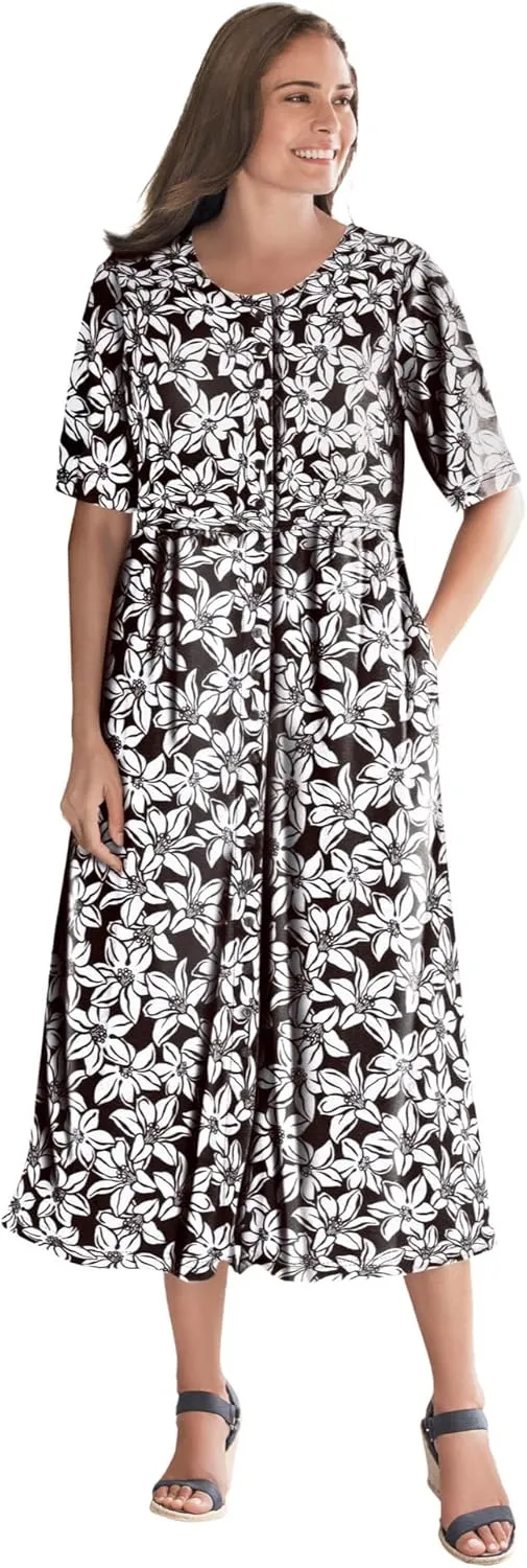 Woman Within Women's Plus Size Button-Front Essential Dress