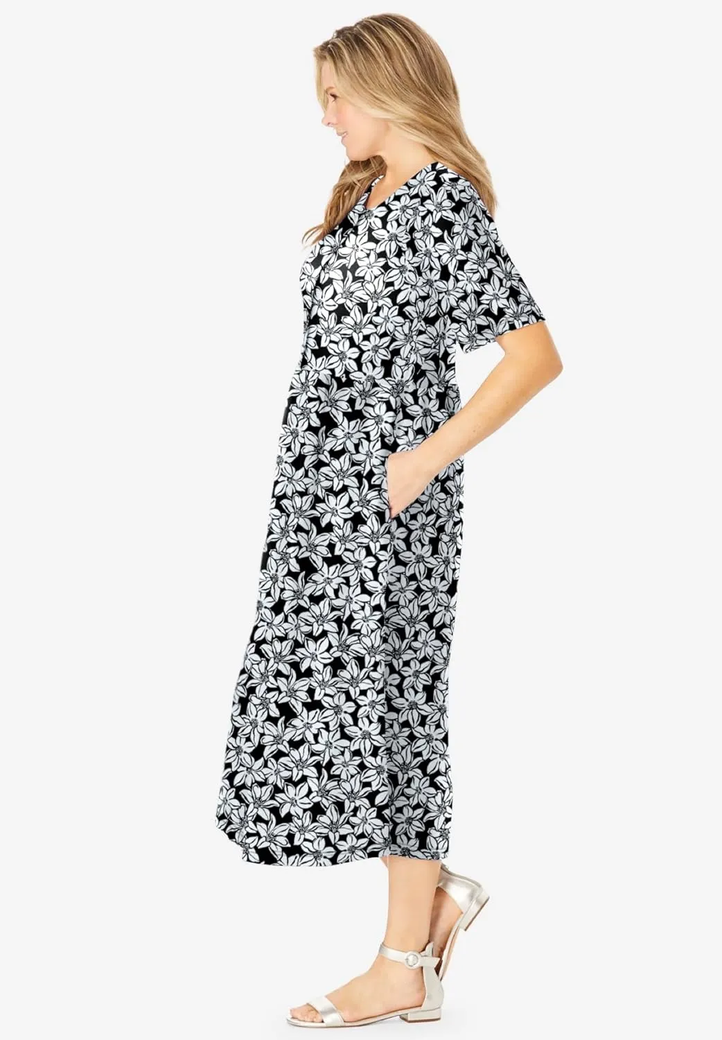 Woman Within Women's Plus Size Button-Front Essential Dress