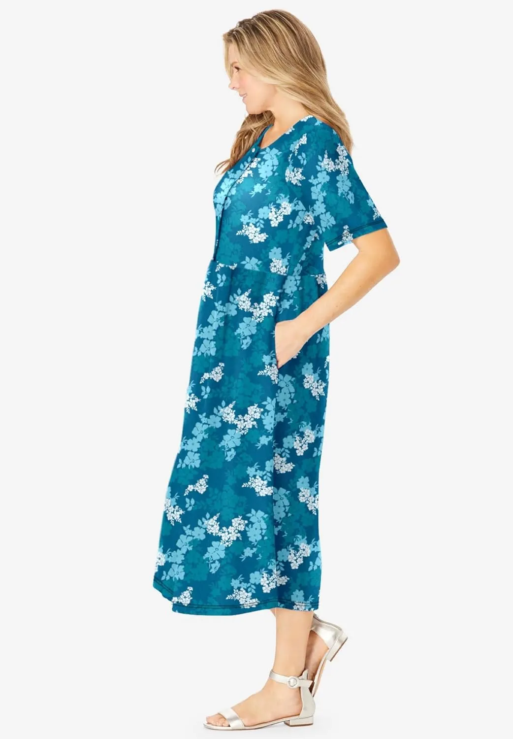 Woman Within Women's Plus Size Button-Front Essential Dress