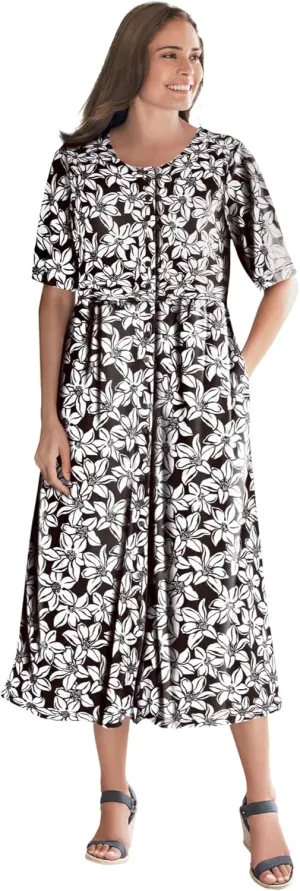 Woman Within Women's Plus Size Button-Front Essential Dress