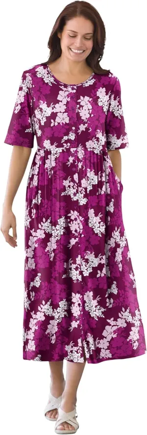Woman Within Women's Plus Size Button-Front Essential Dress