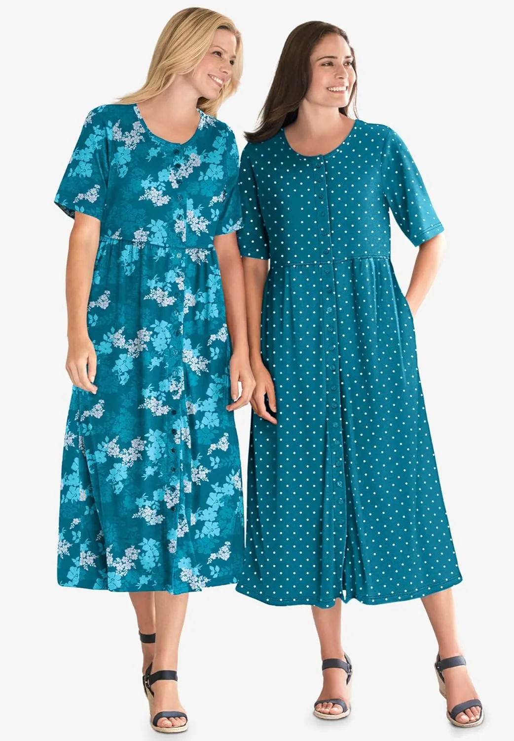 Woman Within Women's Plus Size Button-Front Essential Dress